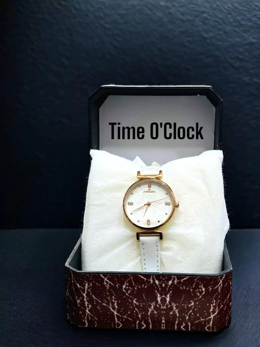 Ladies Leather White Strap Watch