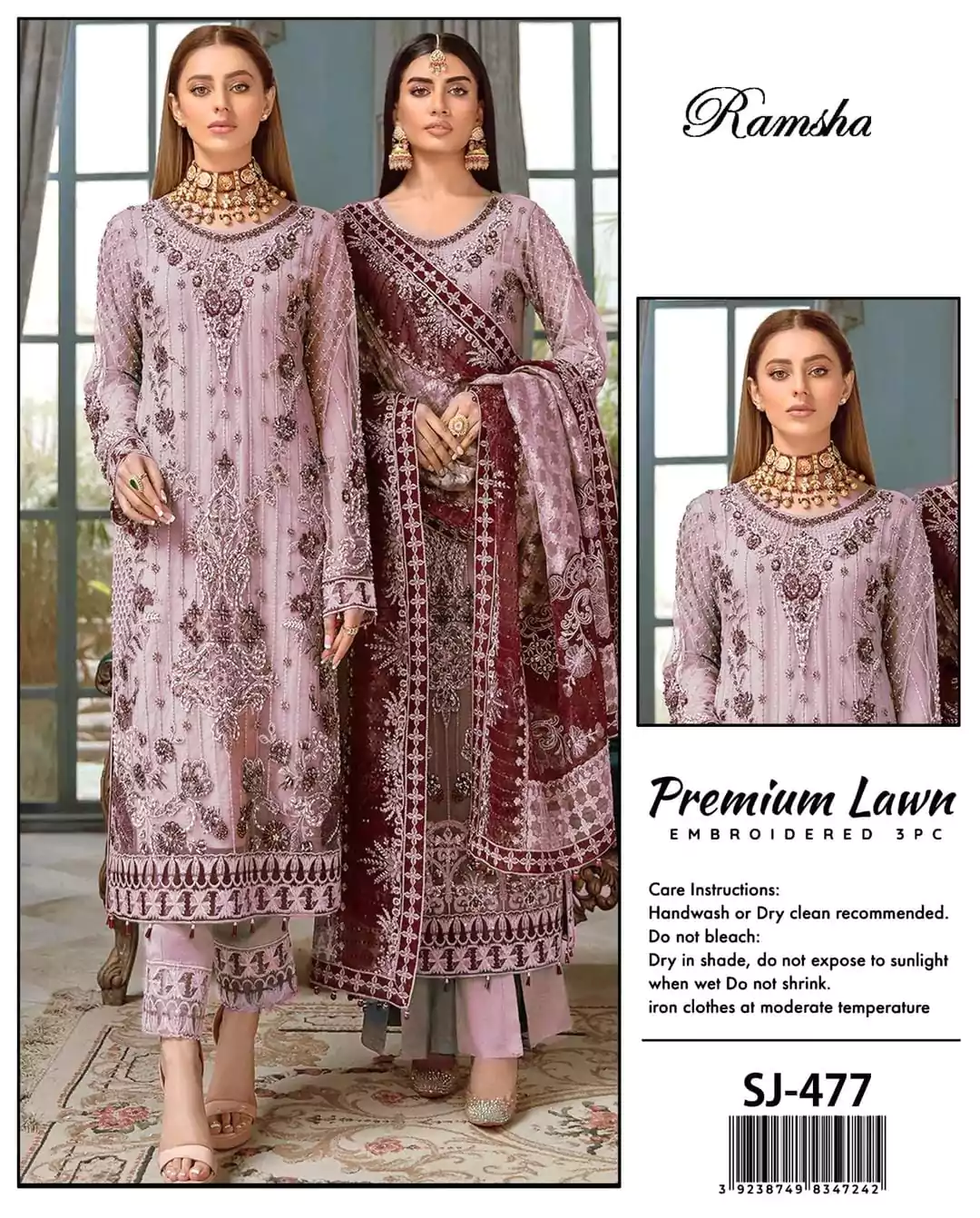 Lilac Embroidered Lawn Suit 3 Pcs With Dupatta ET146