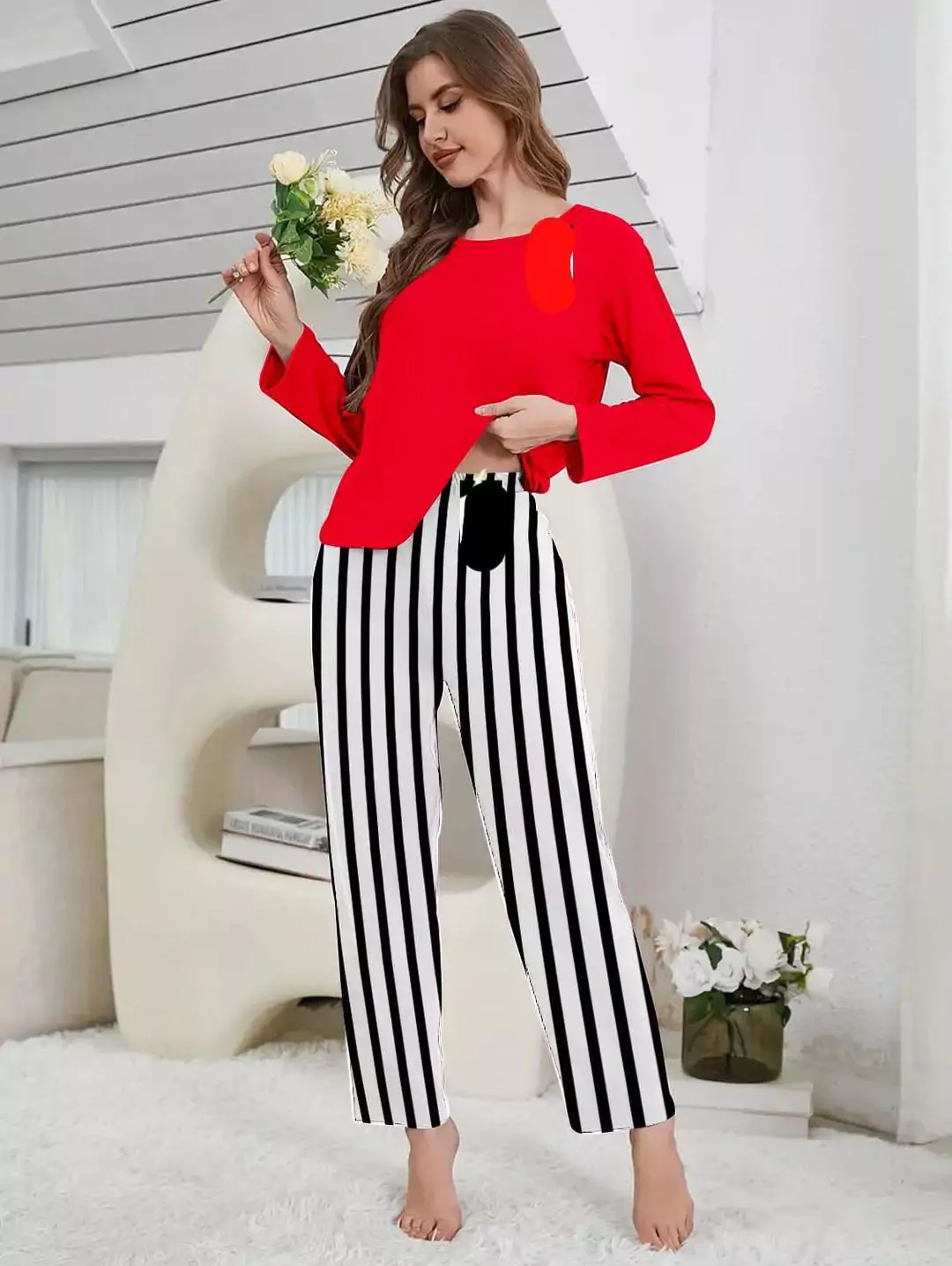 Lounge Wear New Category With Printed Trouser 2 Pcs LI159