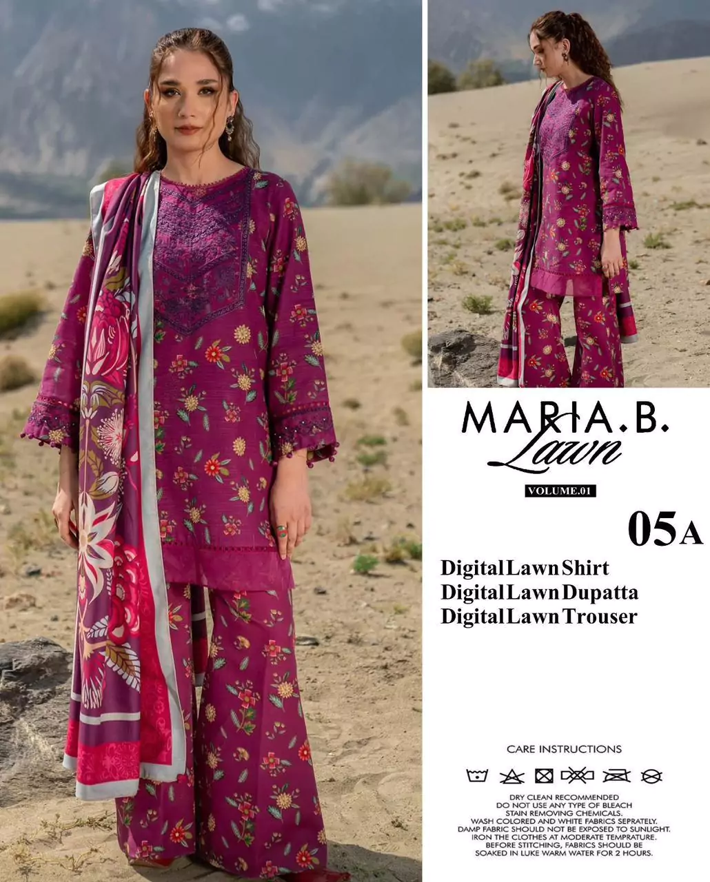  - Maria B 3 Pcs Women's Unstitched Lawn Digital Print Suit ET70