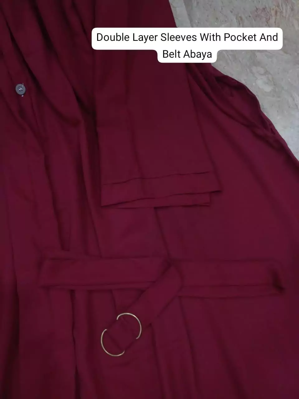 Maroon Color Georgette Classic Abaya With Round Neck And Stroller