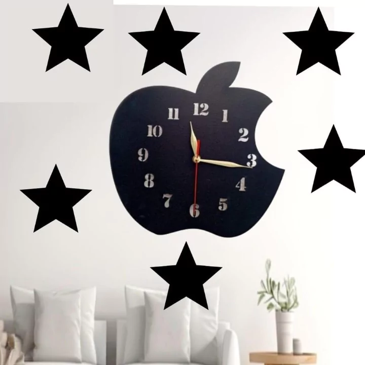 MDF Wood Wall Clock With Stars