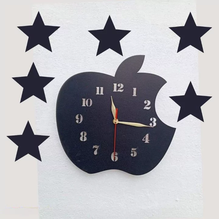 MDF Wood Wall Clock With Stars