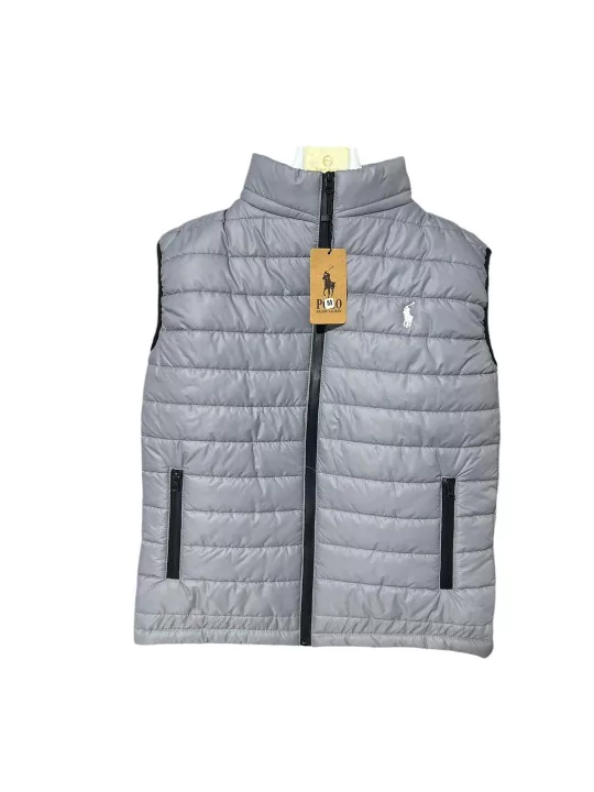  - Men's Grey Polyester Puffer Half Sleeves Jacket