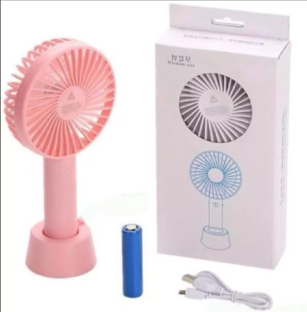 Mini Rechargeable Fan Adjustable Wind Speeds Pink