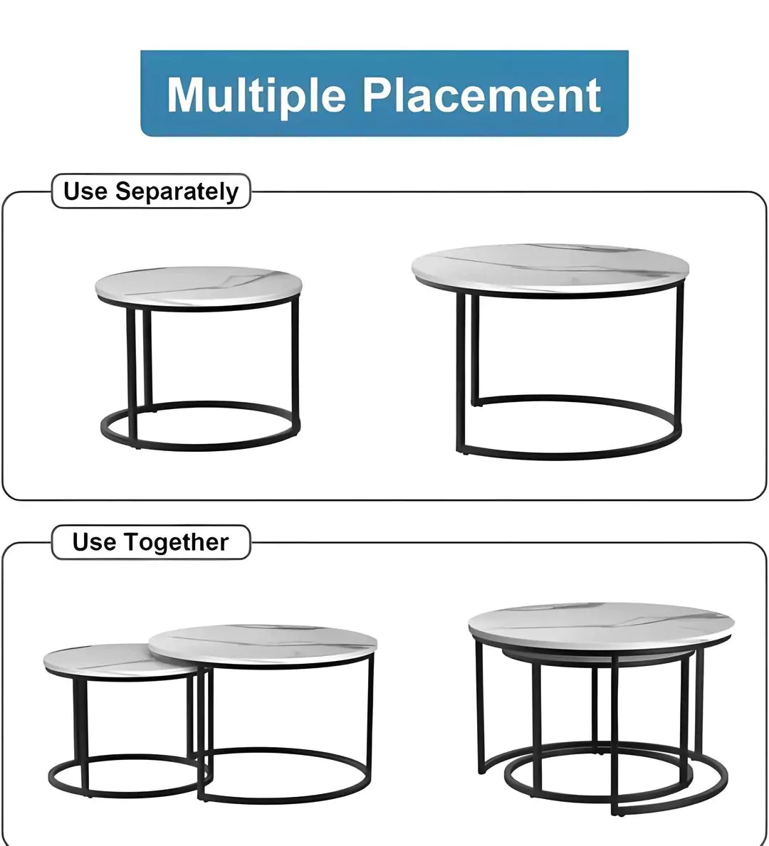 Nesting Table For Living Room Bedroom And Office 2 in 1