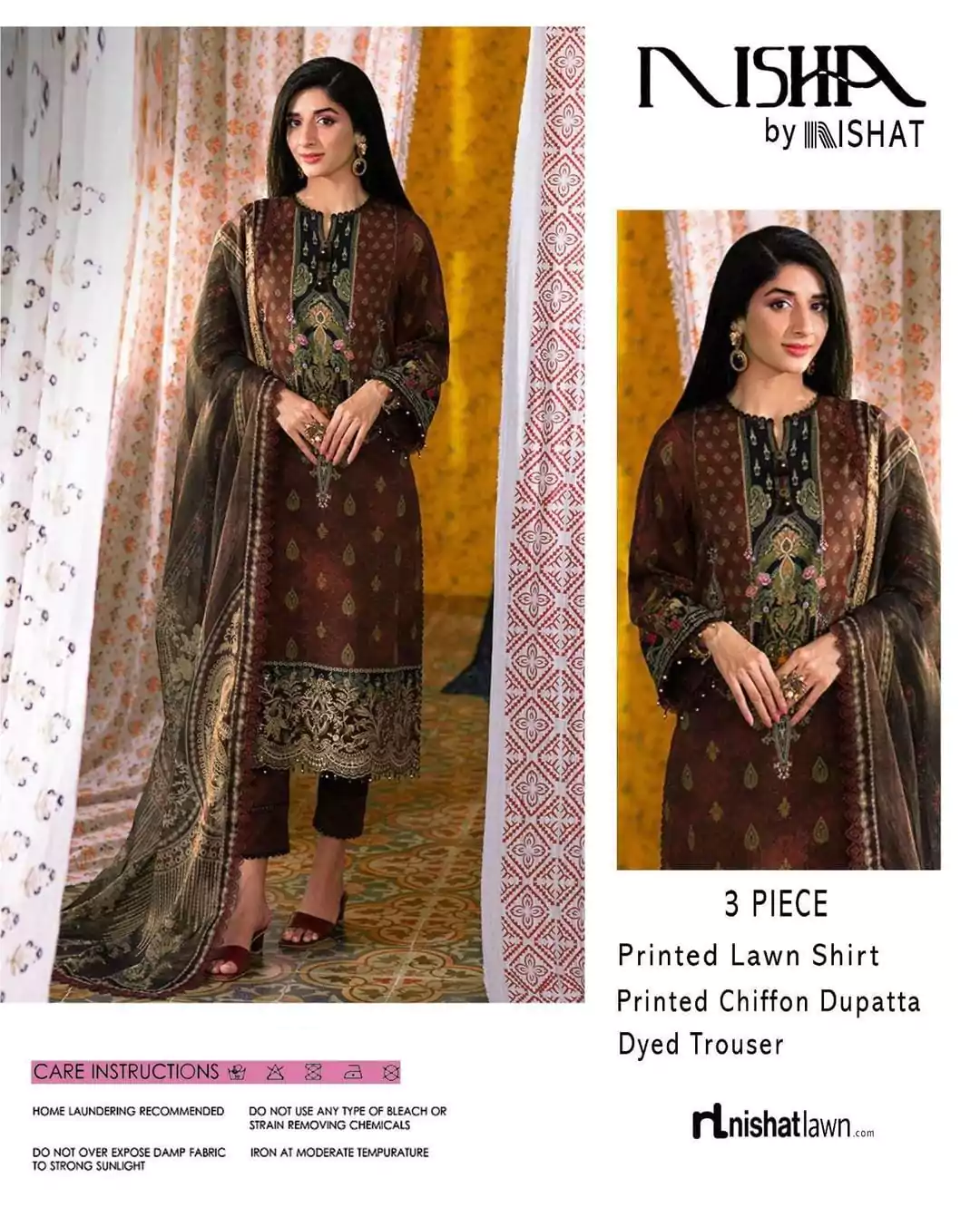 women unstitched suits - Nishat 3 Pcs Women's Unstitched Printed Lawn Suit VV340