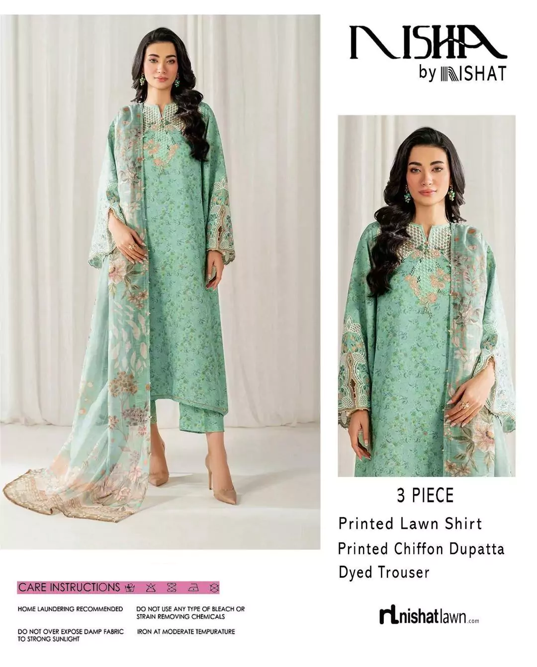 women unstitched suits - Nishat 3 Pcs Women's Unstitched Printed Lawn Suit VV344