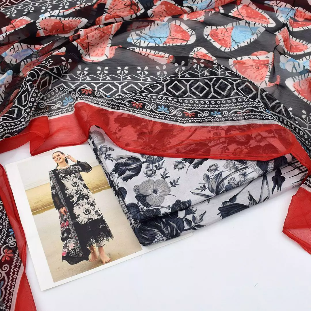 Nureh 3 Pcs Unstitched Lawn Printed Suit VV637