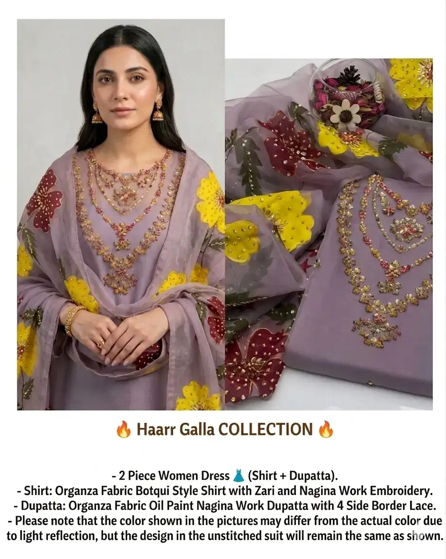Organza Zari Embroidered Party Dress with Dupatta