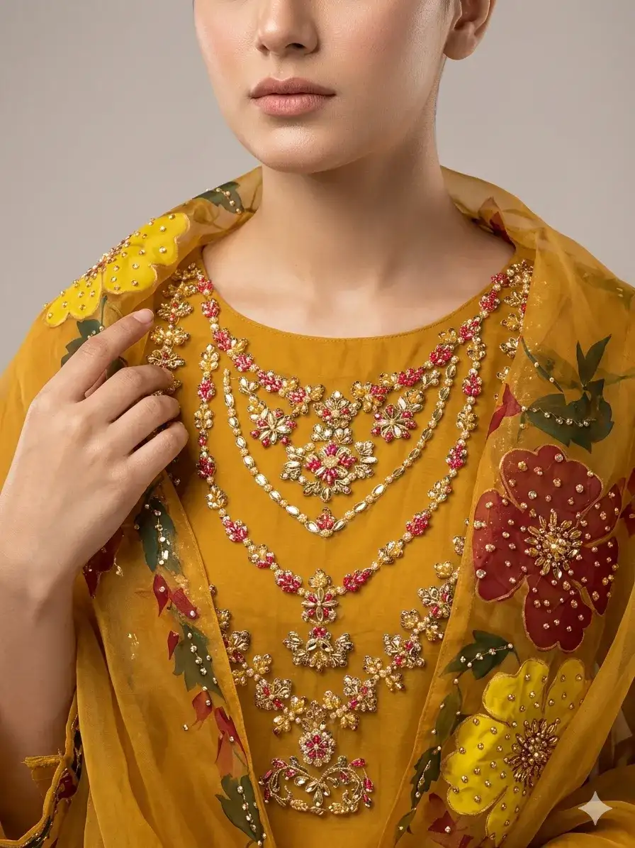 Organza Zari Nagina Embroidered Women Dress Party Wear