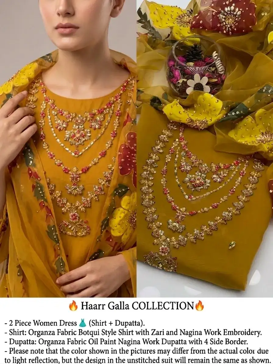 Organza Zari Nagina Embroidered Women Dress Party Wear