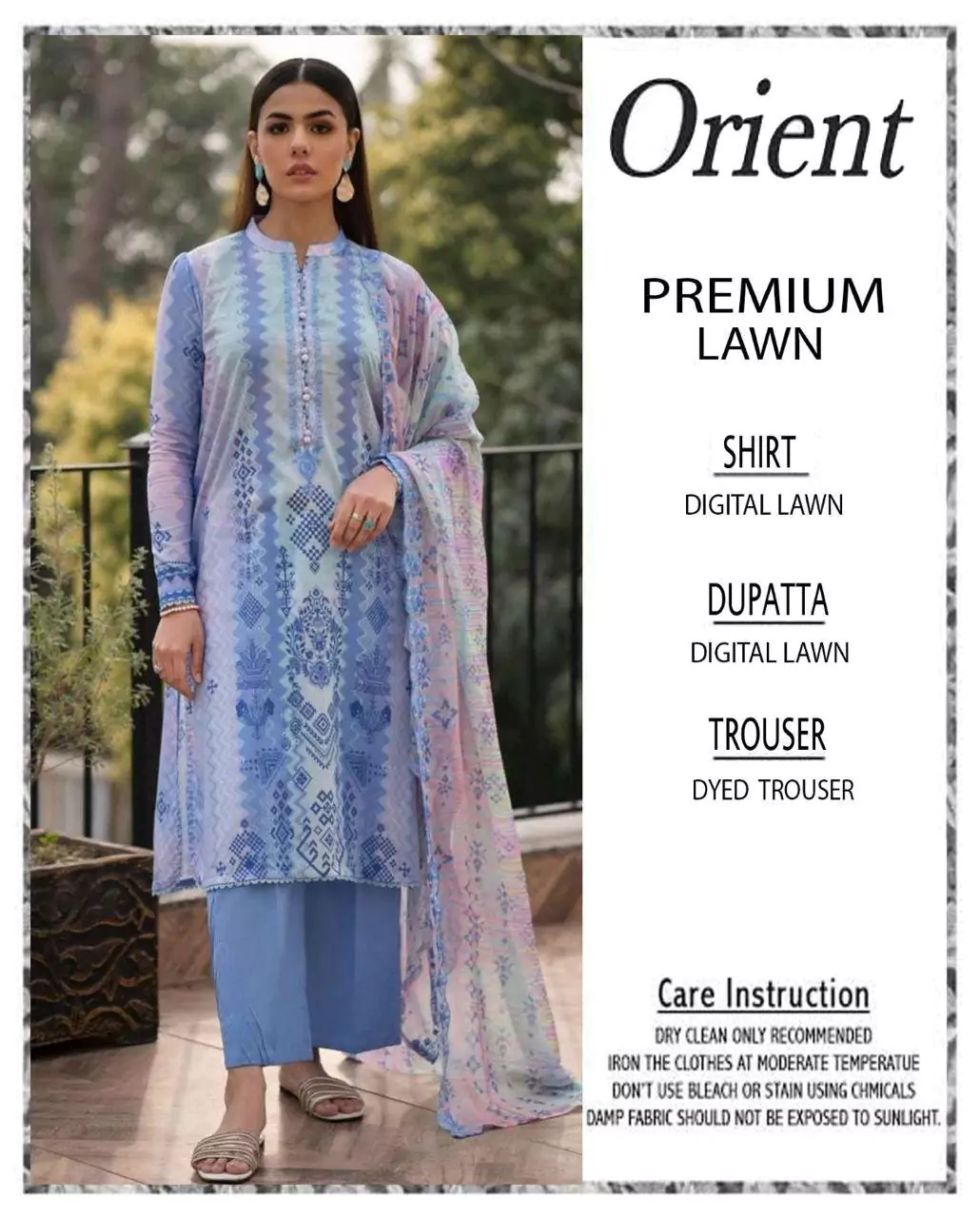 women unstitched suits - Orient 3 Pcs Women's Unstitched Lawn Printed Suit VV507