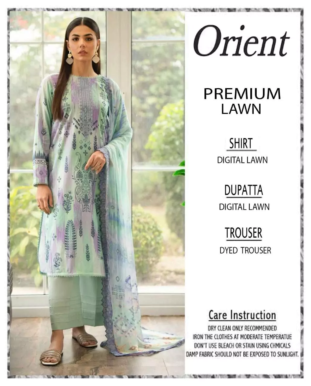 women unstitched suits - Orient 3 Pcs Women's Unstitched Lawn Printed Suit VV512