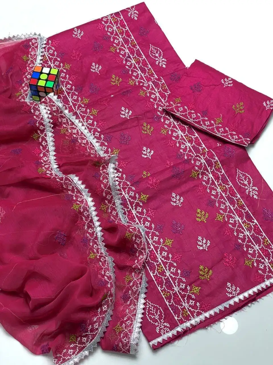 Pink Chikankari Lawn 3 Pcs Embroidered Set
