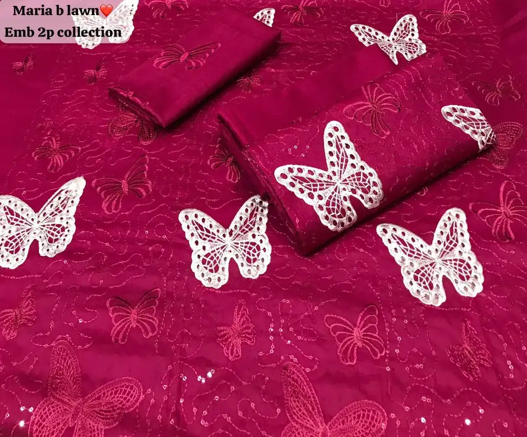 Pink Embroidered Lawn 2 Piece Kurta Set for Women