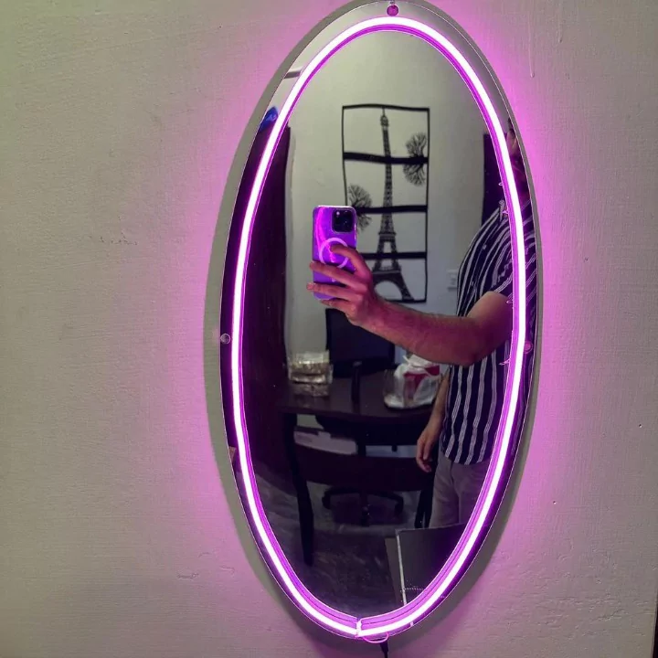 Pink Neon Selfie Acrylic Mirror For Room Walls