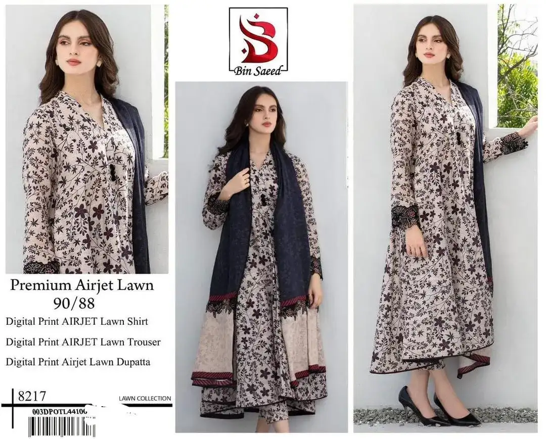 Premium Airjet Lawn 3 Pcs Off White Digital Print Suit