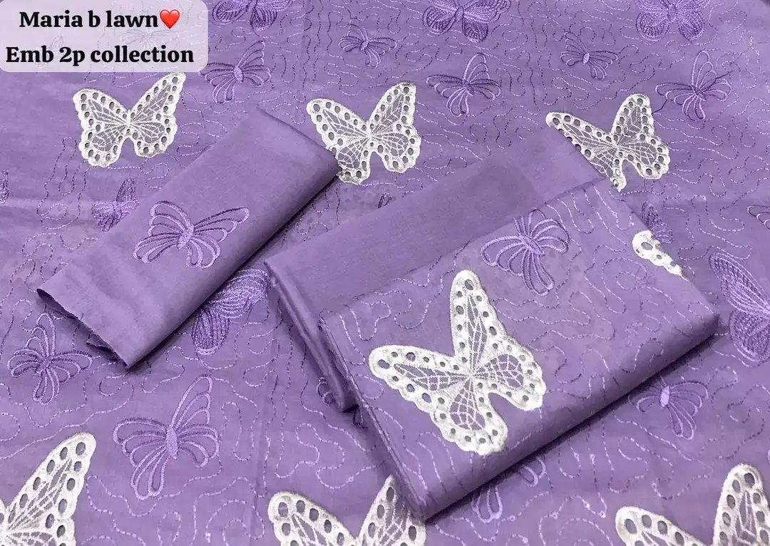 Purple Embroidered Lawn 2 Piece Kurta Set for Women