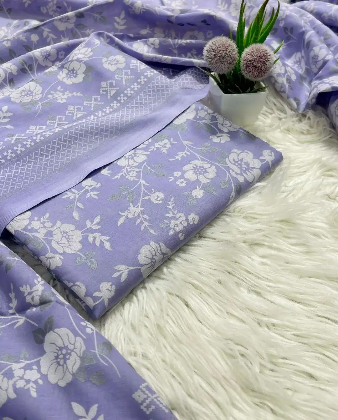 Purple Floral Printed Lawn 2 Pcs Suit for Women