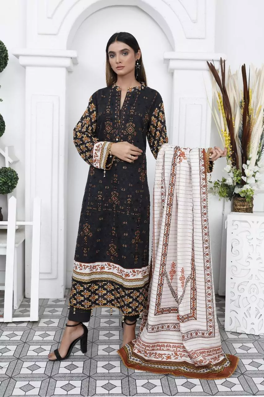  - Ripple Collection 3 Pcs Women's Unstitched Khaddar Embroidered Suit XP42