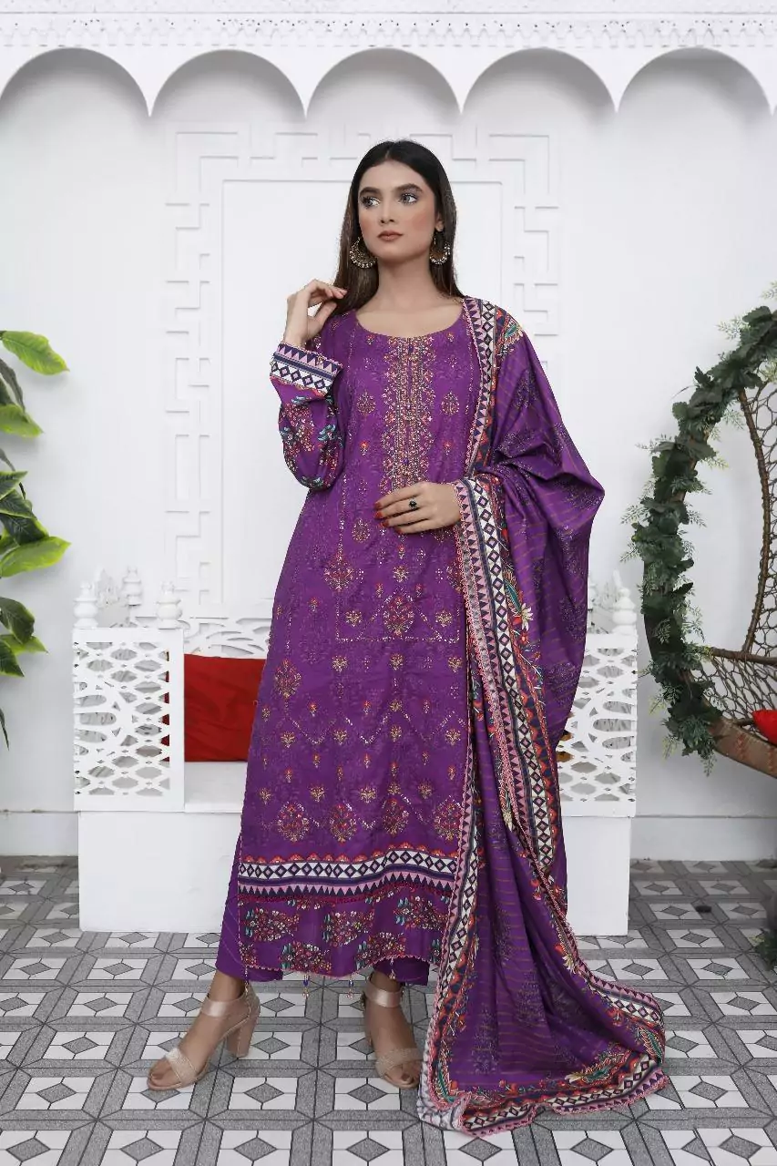  - Ripple Collection 3 Pcs Women's Unstitched Khaddar Embroidered Suit XP50