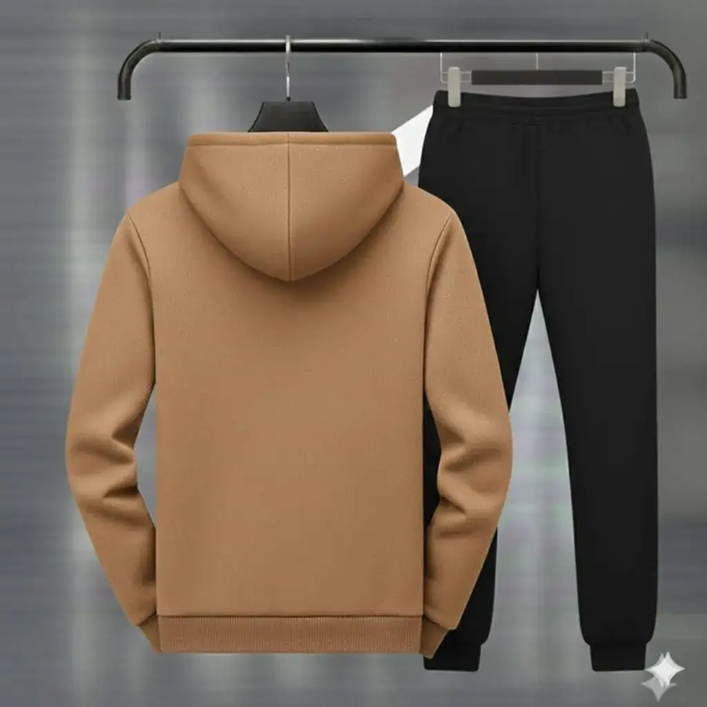 Royal Crest Brown & Black Printed Hoodie Track Suit