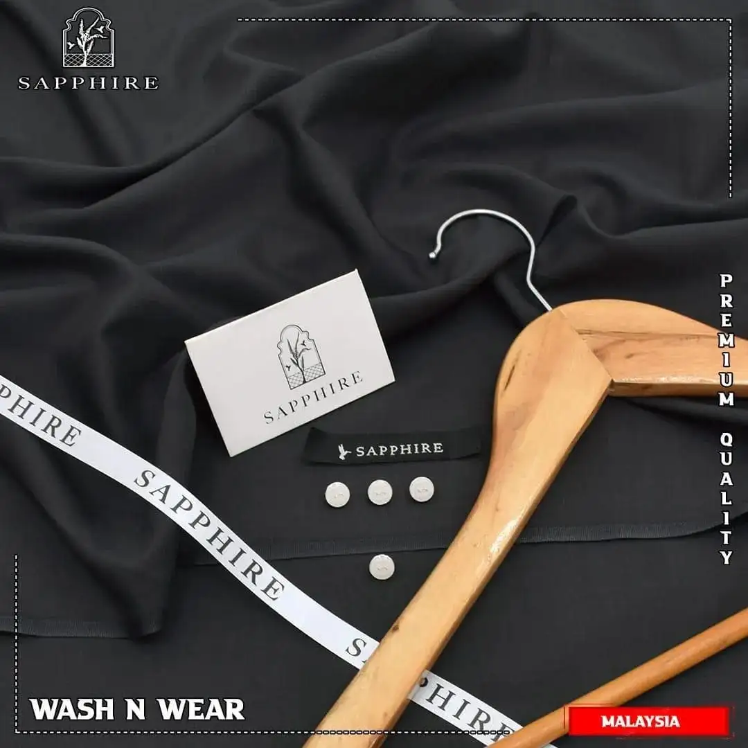 men unstitched suits - Sapphire Men's Unstitched Wash And Wear Plain Suit VW389