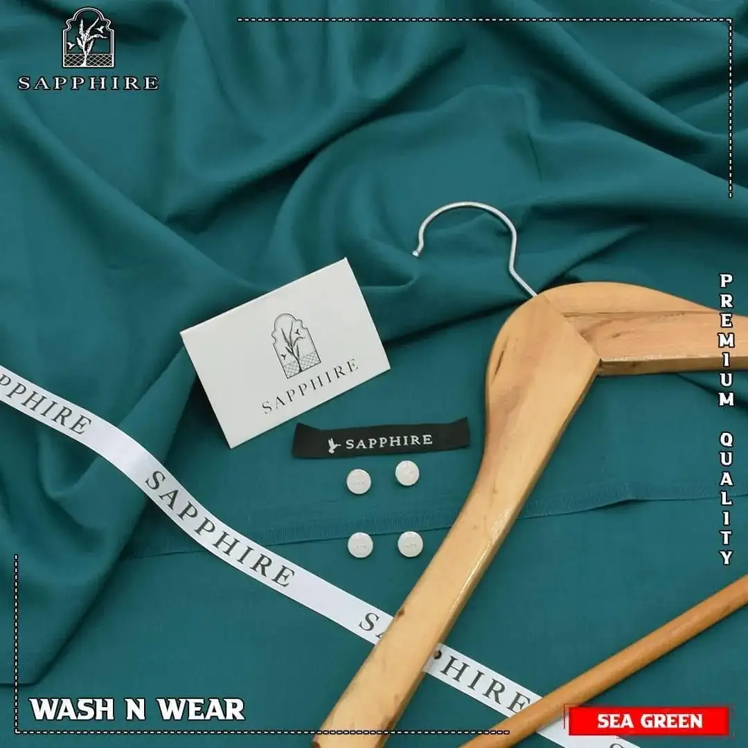 men unstitched suits - Sapphire Men's Unstitched Wash And Wear Plain Suit VW393