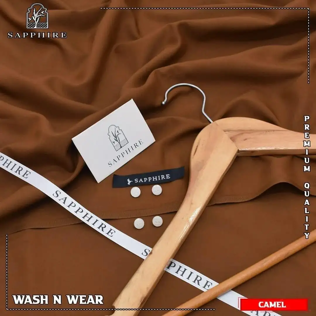 men unstitched suits - Sapphire Men's Unstitched Wash And Wear Plain Suit VW394