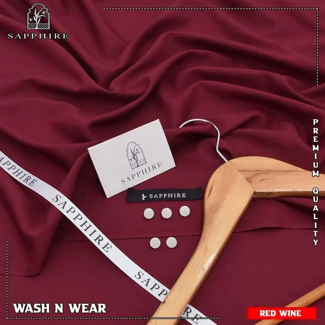 men unstitched suits - Sapphire Men's Unstitched Wash And Wear Plain Suit VW395