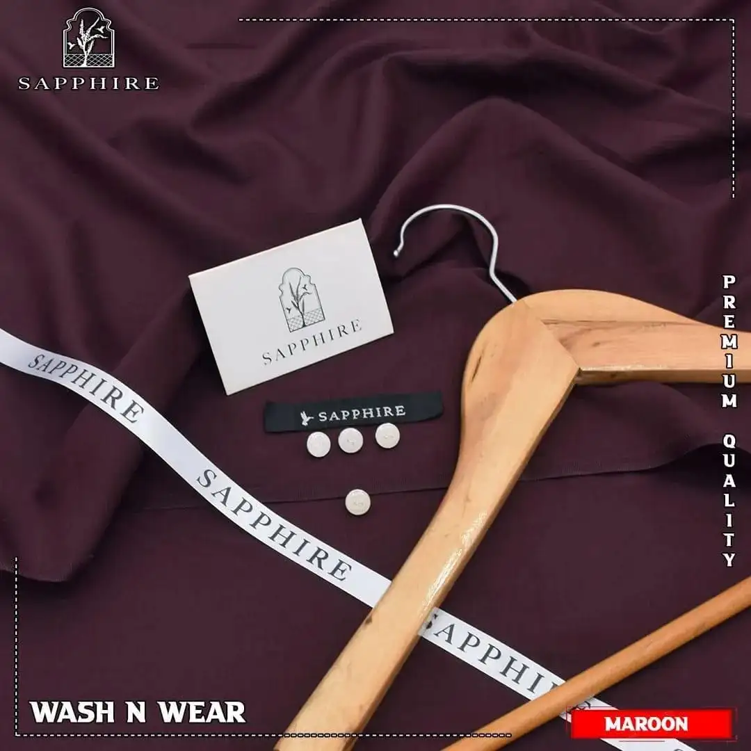 men unstitched suits - Sapphire Men's Unstitched Wash And Wear Plain Suit VW396