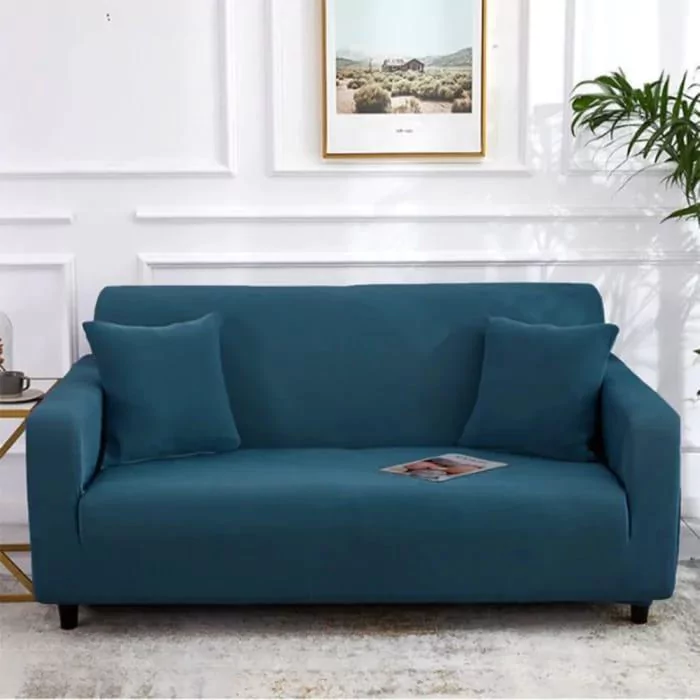 Sofa Cover 6 Seater Jersey Plain Blue