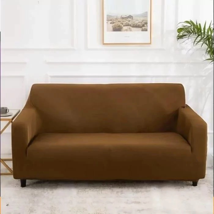 Sofa Cover 6 Seater Jersey Plain Brown