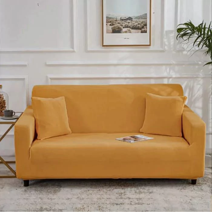 Sofa Cover 6 Seater Jersey Plain Orange
