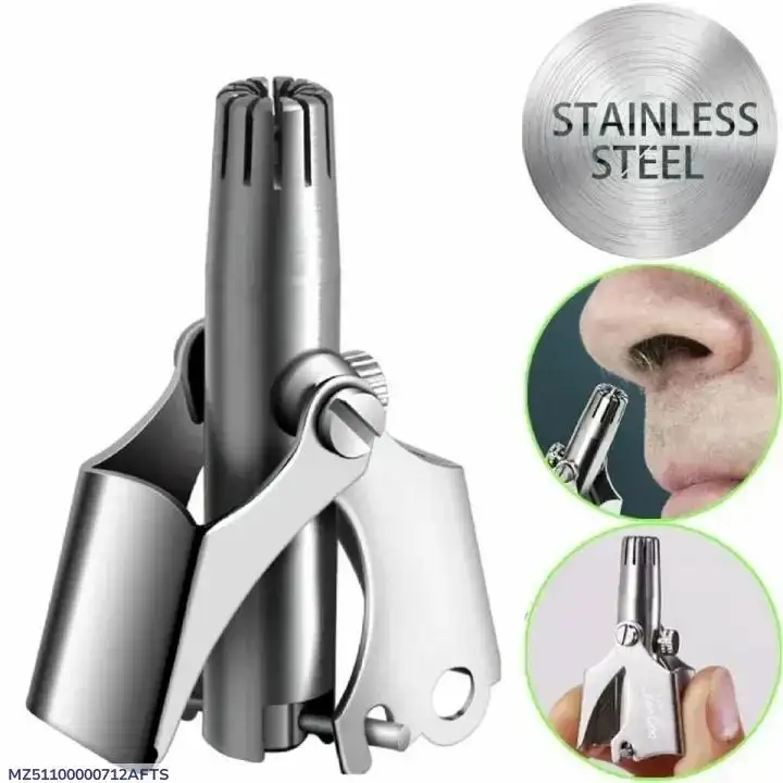Stainless Steel Nose Hair Trimmer Silver Portable