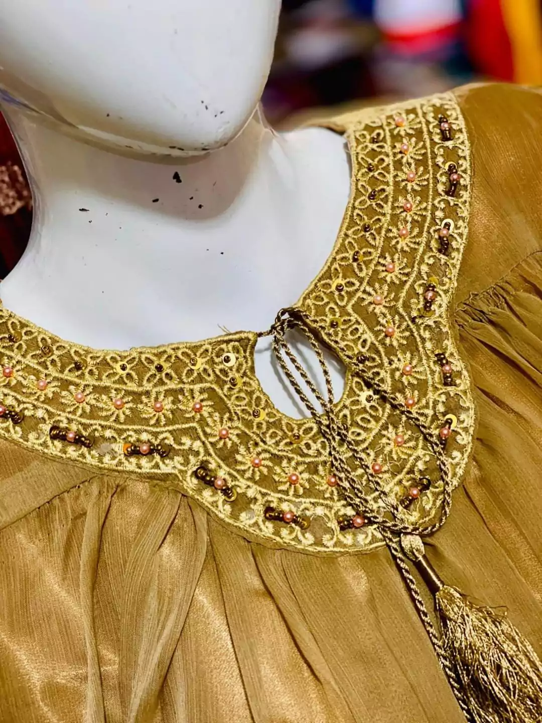 Stunning Gold Chiffon Shirt And Trouser Set 2 Pcs LI198