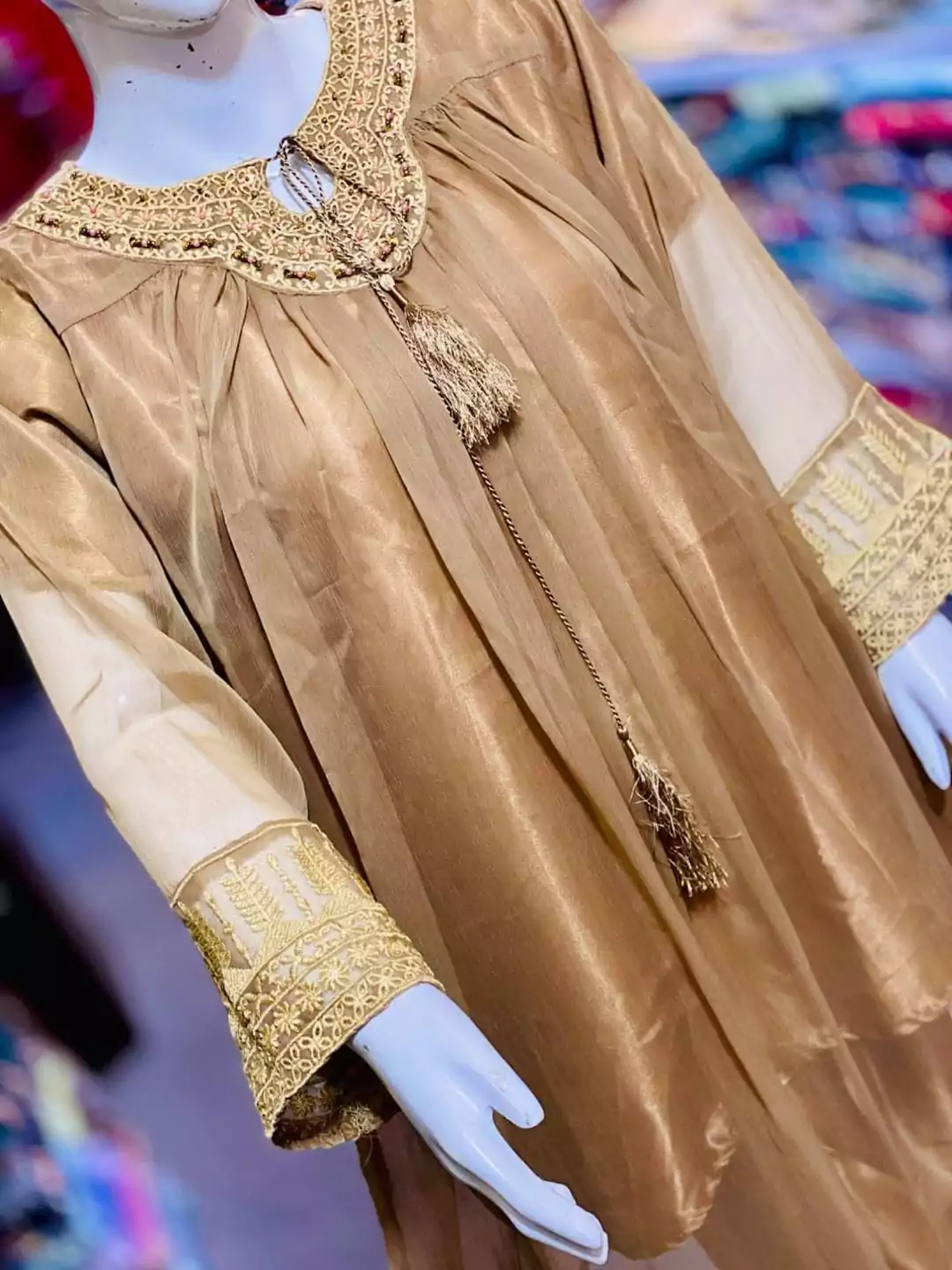 Stunning Gold Chiffon Shirt And Trouser Set 2 Pcs LI198