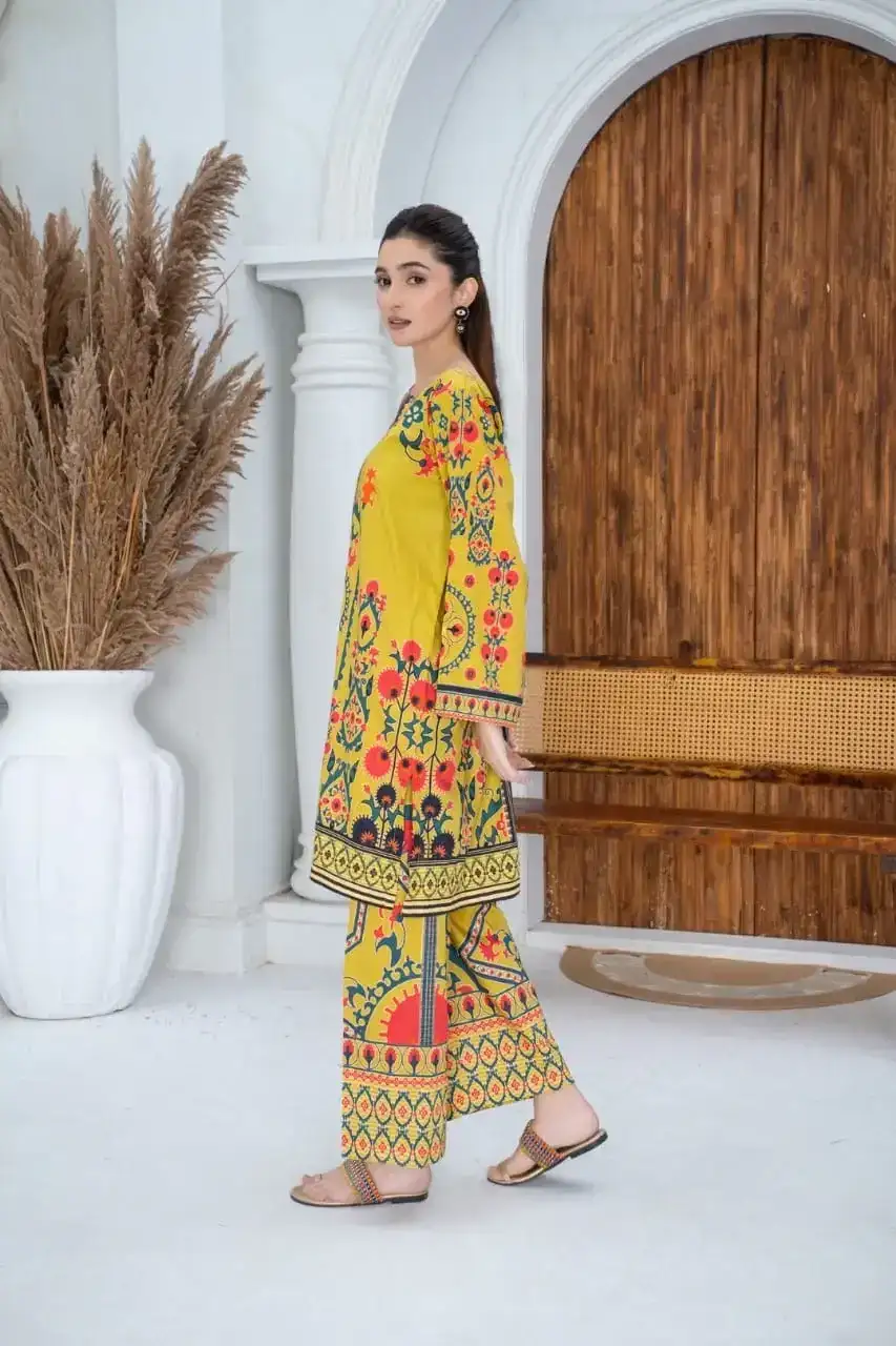 Stunning Women's Stitched Lawn Printed Shirt and Trouser Set - 2 Pcs VX44