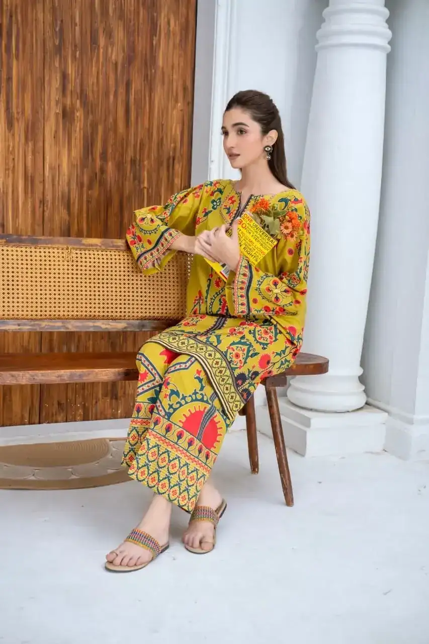 Stunning Women's Stitched Lawn Printed Shirt and Trouser Set - 2 Pcs VX44