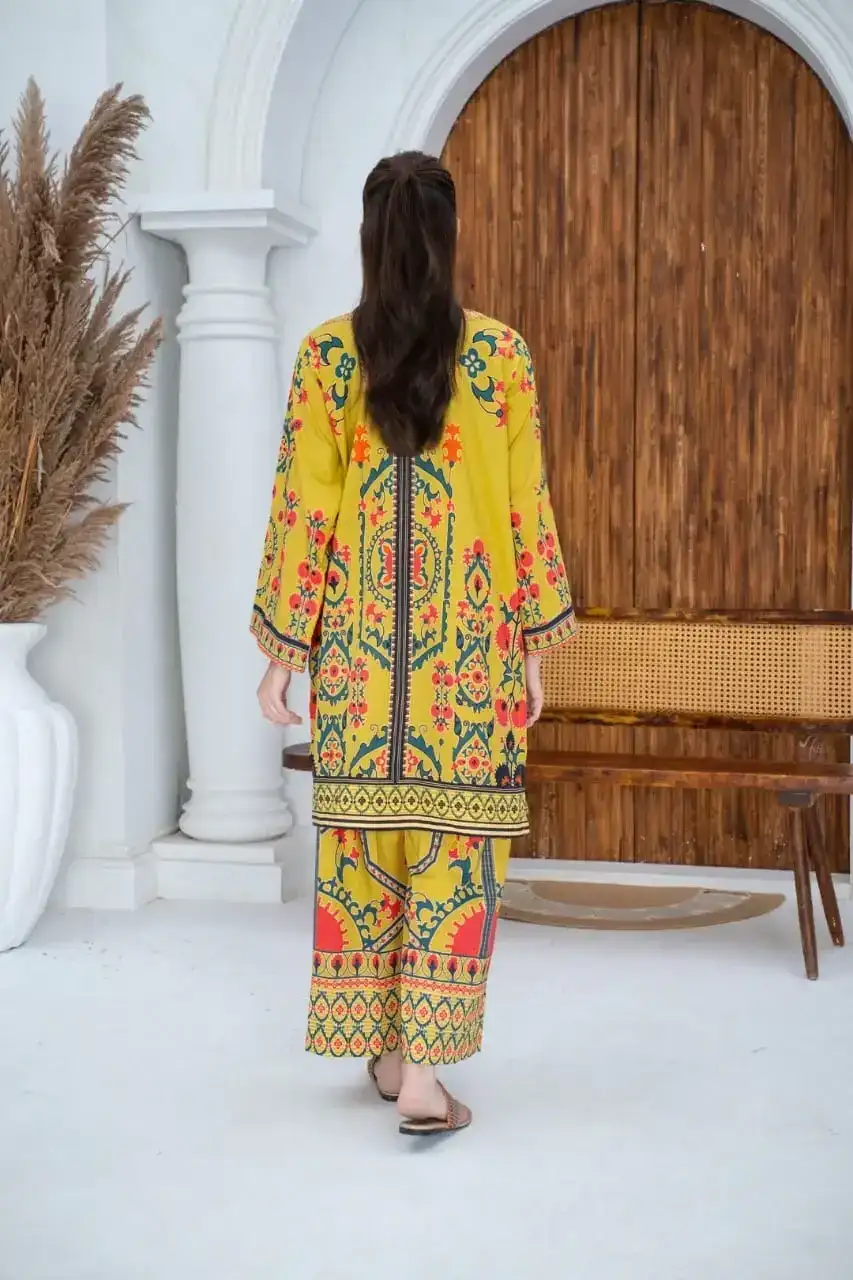 Stunning Women's Stitched Lawn Printed Shirt and Trouser Set - 2 Pcs VX44