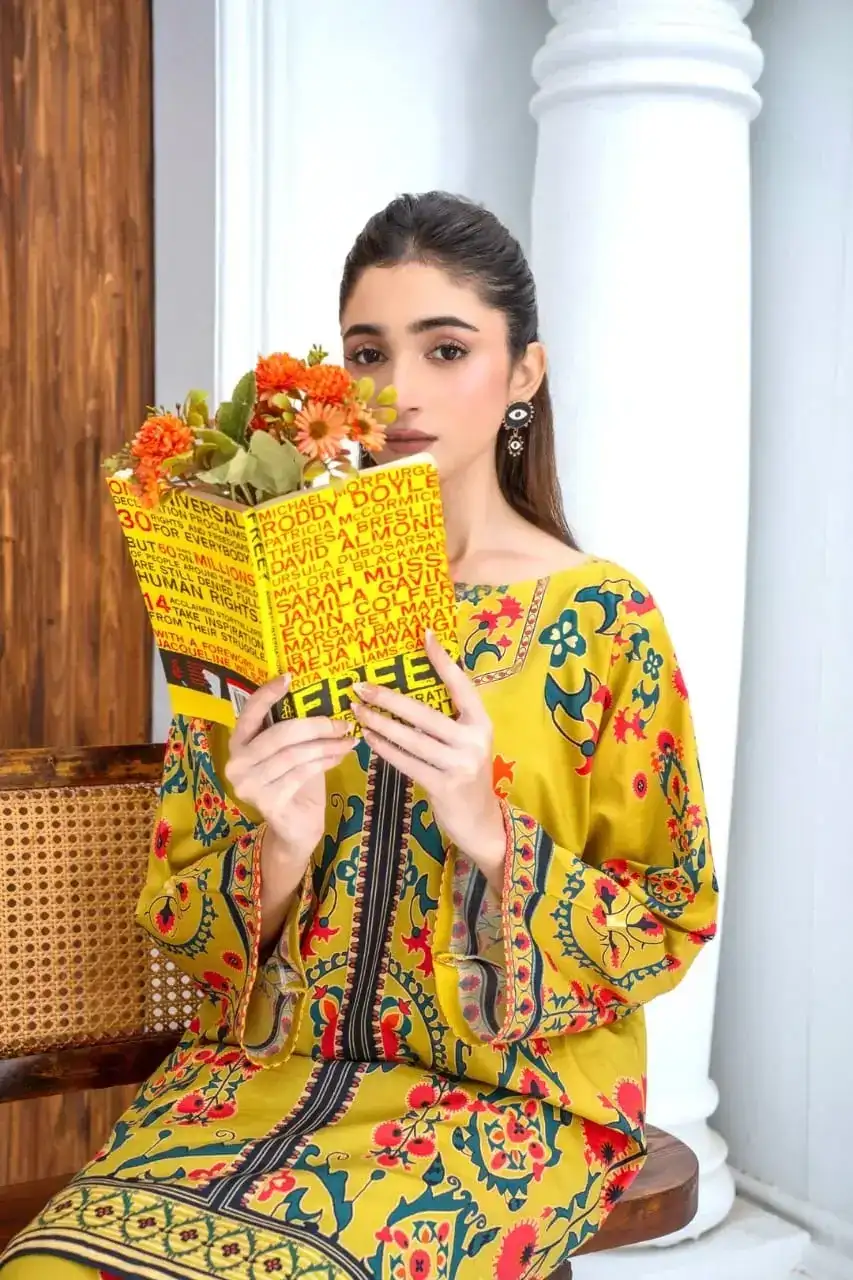Stunning Women's Stitched Lawn Printed Shirt and Trouser Set - 2 Pcs VX44