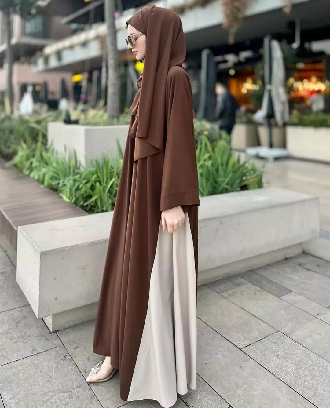 Stylish Brown Georgette Classic Abaya