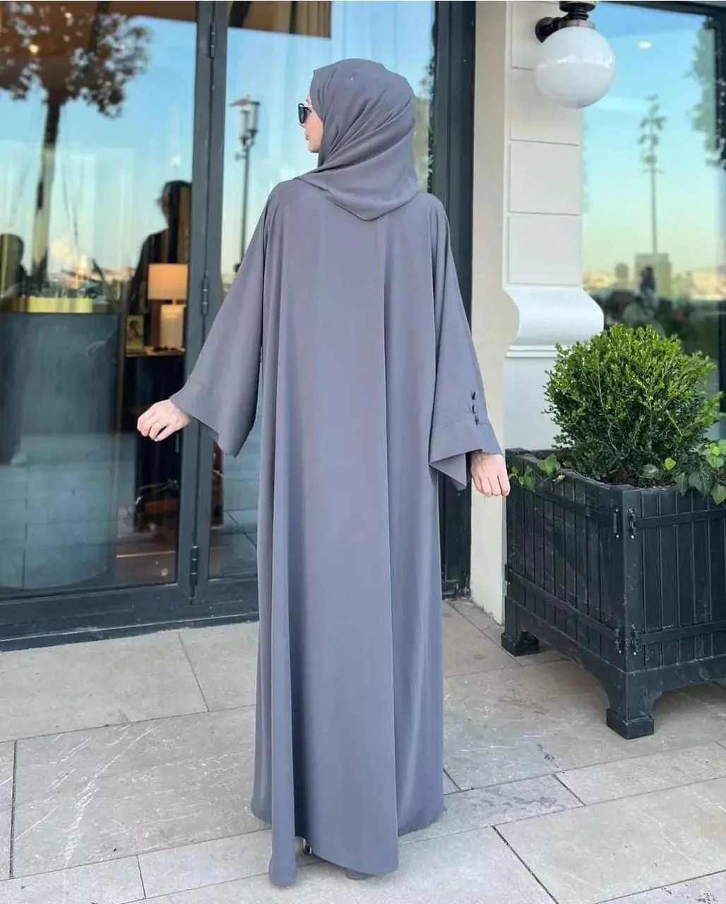 Stylish Grey Classic Abaya Georgette With Stroller