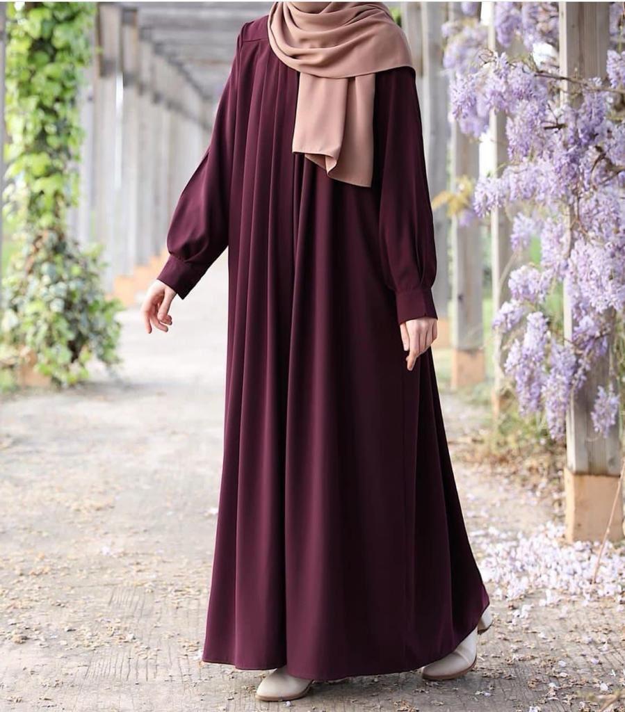  - Stylish Maroon Georgette Classic Abaya With Stroller 2 Pcs Set