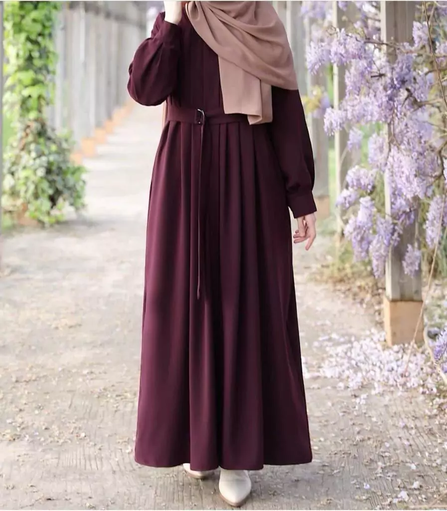 Stylish Maroon Georgette Classic Abaya With Stroller 2 Pcs Set