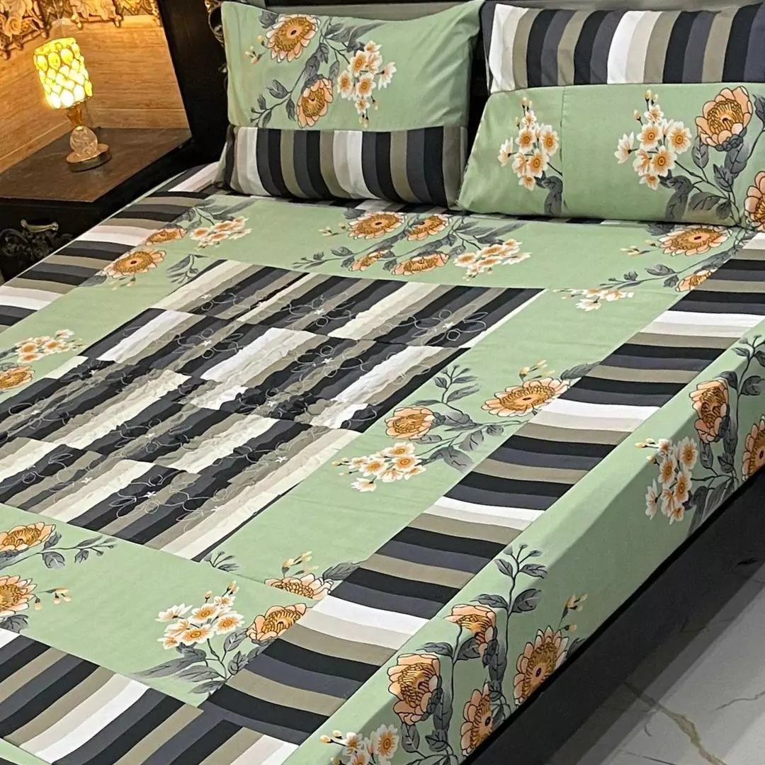 Stylish Patchwork Double Bedsheet Set 