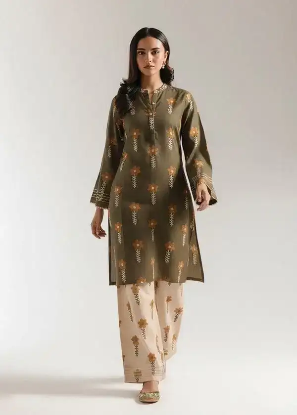 Stylish Women's Stitched Lawn Suit - 2 Pcs Printed Shirt and Trouser VX41