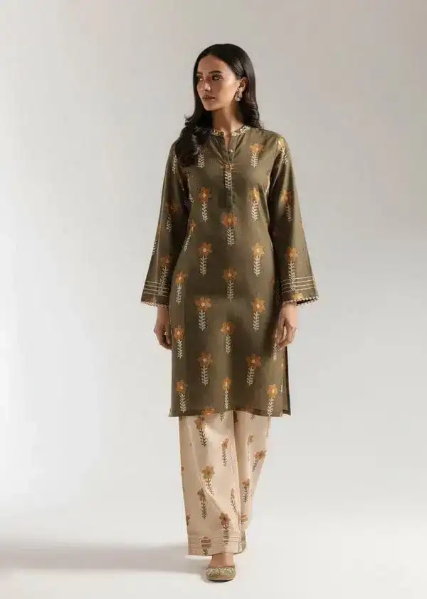 Stylish Women's Stitched Lawn Suit - 2 Pcs Printed Shirt and Trouser VX41