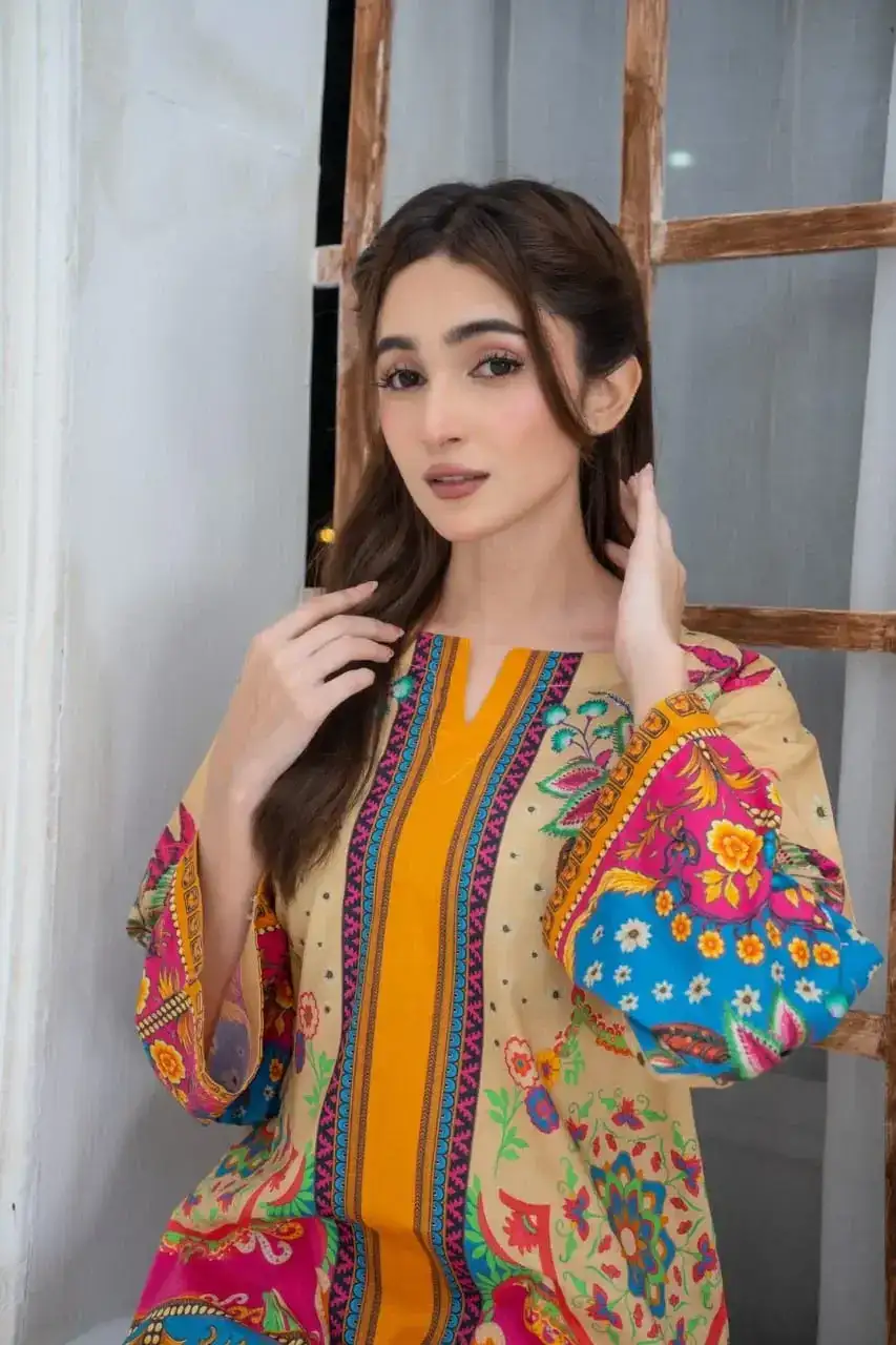 Trendy Women's Stitched Suit - 2 Pcs Printed Shirt and Trouser Set